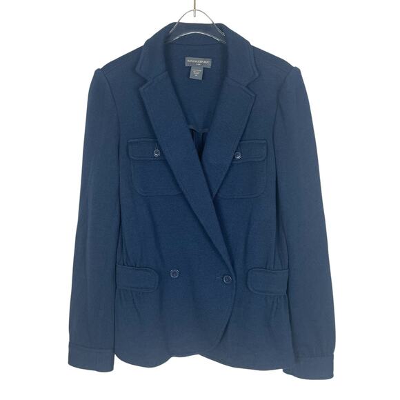 Banana Republic 100% Wool Blazer Jacket Classic Preppy Retro Blue Size Medium - Picture 2 of 13